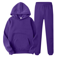 Men and Women Fall Winter Sports Active Leisure Solid Color Hooded Sweater and Closed Trousers Two Piece Suit Casual Outdoor Loose Fit Daily Wear