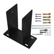Base Poteau Clôture Fer Noir Avec Supports Pour Usage Extérieur