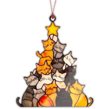 Cat Lover Gifts for Women, Cute Cat Ornaments, Funny Christmas Ornaments 2025, Cats Tree Christmas Decor, Black Orange Cats Ornaments