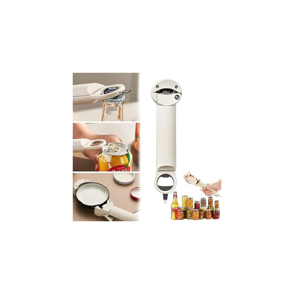 White Retractable Bottle & Jar Opener For Weak Hands, Arthritis Â Adjustable, Multifunctional, Compatible With Standard Bottles & Jars (White)