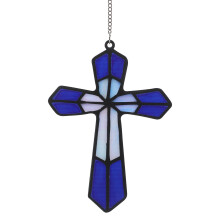 5Pcs Blue Acrylic Cross Hanging Craft for Wall and Door Decor