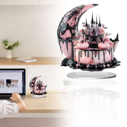 Black Witch on Moon Acrylic Decor Stand