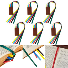 Semne de carte din piele artificială cu panglici de satin, pachet de 6