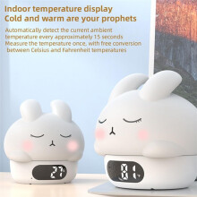 Alarm Clock Night Ligh, Rabbit Silicone Pat Light with Alarm Clocks, for Boys Girls Children Birthday Gift