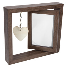 Double-Sided Rotating Photo Frame Walnut Wood 1Pack