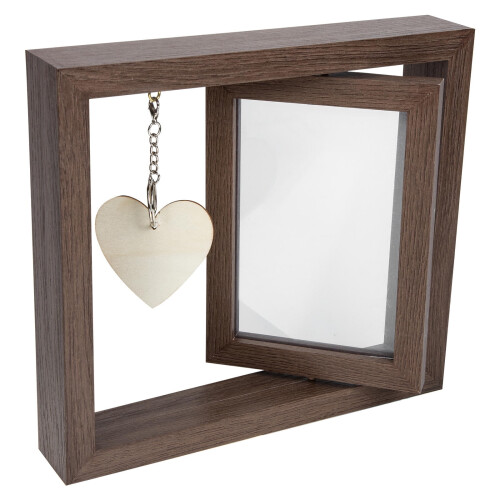 Double-Sided Rotating Photo Frame Walnut Wood 1Pack