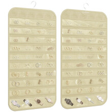 1er-Pack Hängender Schmuckorganizer mit 80 Fächern, doppelseitiger Aufbewahrung für Ohrringe, Halsketten, Armbänder und Ringe, ideal für Reisen,