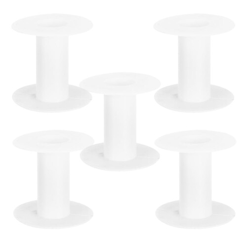 Hvite plasttrådspoler, 5-pakning, I-formet design