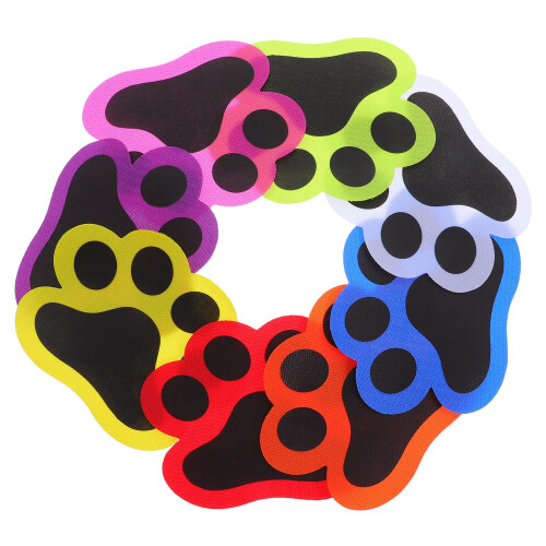 36Pièces Marqueurs Sol Nylon Patte Chat Couleurs Vives Réutilisables
