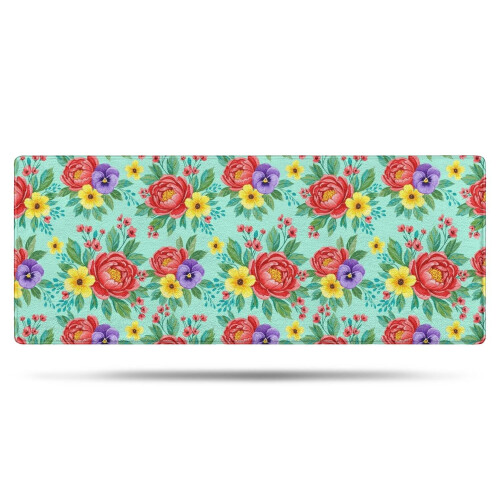 Χαλί μπάνιου Pioneer Flower Floral, αντιολισθητικό χαλάκι μικροϊνών με επένδυση από
