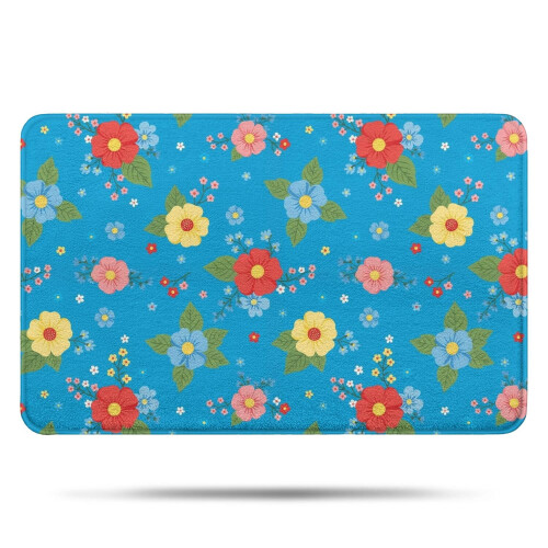 Χαλί μπάνιου Pioneer Flower Floral, αντιολισθητικό χαλάκι μικροϊνών με επένδυση από