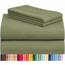 Ensemble de draps 6 pièces pour lit Queen, draps respirants et rafraîchissants de luxe, poches profondes de 45 cm, écologiques et infroissables,