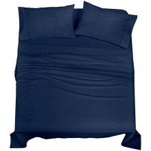 Bettwäsche-Set (100 % Bio-Baumwolle, Queen-Size) – Perkal, 4-teilig (1 Bettlaken, 1 Spannbettlaken, 2 Kissenbezüge) – Marineblau, Frisch & Kühl