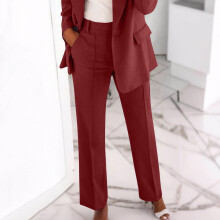 Modieuze casual damesbroek in effen kleur met knoopsluiting, zakken en ritssluiting.