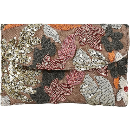Γυναικείες τσάντες clutch με κέντημα λουλουδιών και πούλιες για βραδινά πάρτι