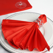 Lot de 20 serviettes de table rouges en satin de 50 cm (20 pouces) pour mariage ou réception.