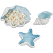 3 sztuki 3-stylowy ceramiczny talerz na biżuterię z muszli, talerz na biżuterię z motywem oceanicznym, stojak na drobiazgi z rozgwiazdą,