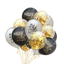 HEMOTON15 Pièces Décorations Ballons de Fête Nouvel An Noirs et Argentés Taille Bébé 1