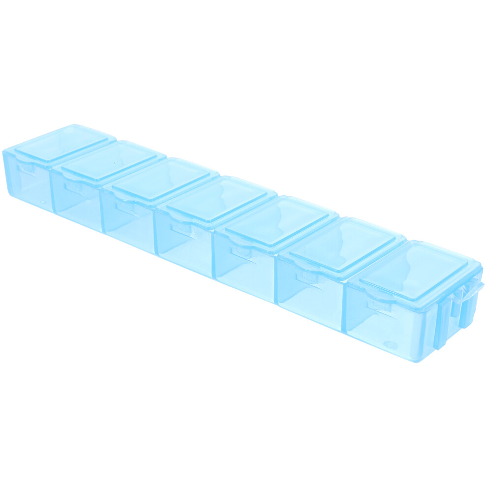 Ohphcall Blue 3Pcs Multi-Compartment Plastic Weekly Medicine Storage Organizer