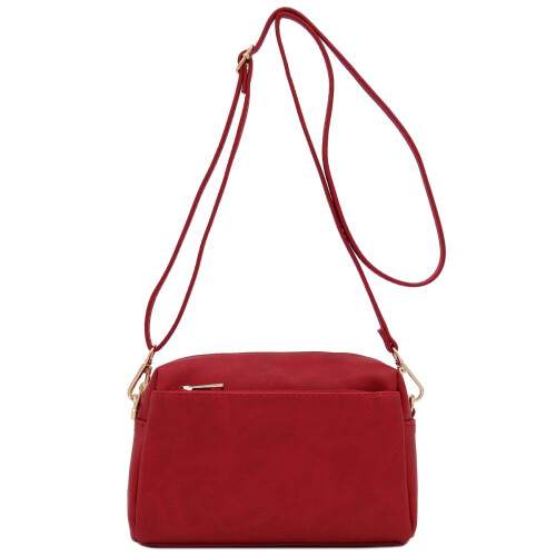 Kleine crossbodytas met drie ritsen