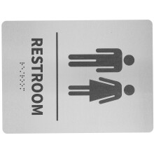 4Pcs Silver Washroom Identification Signs Male Female Braille Adhesive