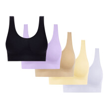 Lot de 5 soutiens-gorge de sport pour femme, sans coutures et sans armatures, avec coussinets amovibles, idéal pour le yoga et le sommeil. Taille M.
