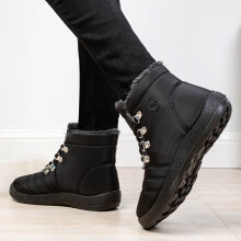 FAMTKT Women's Winter Snow Boots Outdoor Women's Snow Lace Up Hiking Shoes Winter Boots Warm Water Proof Ankle Booties for Walking and Anti-Slip