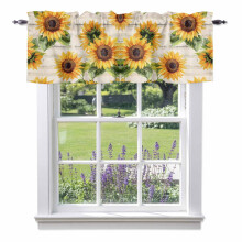 Retro-Aquarell-Sonnenblumen-Gardine mit Stangendurchzug, 54 x 18 Zoll, für Küche, Schlafzimmer, Badezimmer, Wohnzimmer – Kompatibel mit