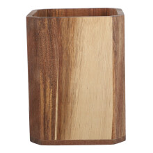Homoyoyo Brown Acacia Wood Storage Box for Kitchen Countertop Organizer, Easy to Clean Cutlery Holder Rack, 13.5 x 5.5 x 4.5 Inches