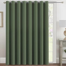 Blackout Patio Curtains 100"x96", Grommet Top, Thermal Insulated, Room Divider, Compatible with Sliding Doors – Bronze Green