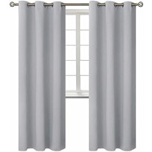 Cortinas opacas de 213 cm de largo - Cortinas térmicas aislantes con ojales para dormitorio, 2 paneles, 107 x 213 cm, gris claro