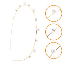 Haarband aus goldener Legierung mit Perlen für Damen, eleganter Brautschmuck, Hochzeitsstirnband, 1,27 cm breit