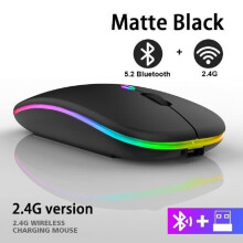 Universele draadloze muis, oplaadbaar, LED, dubbele modus (2,4 GHz en Bluetooth) voor MacBook Air Pro, pc, compatibel met iPad, iMac, tablets, pc,
