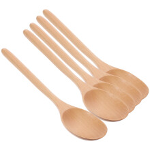 Sin marca, 5 piezas de cucharas pequeñas de madera, cucharillas de té, cucharas grandes para servir comida