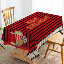 Toalha de mesa retangular para noite de cinema, com a frase "Em cartaz", ideal para decoração de festas temáticas de filmes, cozinha, sala de