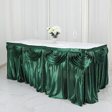 Falda para mesa de banquete BalsaCircle de 4,27 m x 74 cm, de satén, color verde caza.