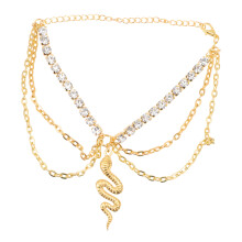 4St Gouden Enkelkettingen Met Rhinestone En Slangstijl
