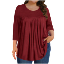 Hauts grandes tailles pour femmes, blouses d'été, tuniques, chemises amples habillées et décontractées à manches 3/4, tailles 1X à 5X