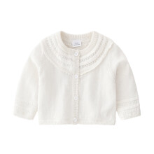 Baby Girls Cotton Knit Sweater Autumn Solid Long Sleeve Tops Cardigan Clothes Girls Coat&jacket White 2 Years-3 Years