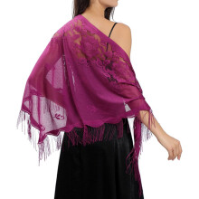 Xales e echarpes florais vintage femininos, lenços vazados para vestidos de noite, xale triangular, capa de noite com franjas.