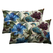 Capas de almofada com estampa de hortênsias azuis e brancas, 30x50 cm, conjunto com 2 unidades, capas decorativas para almofadas lombares de uso