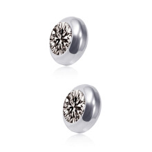 opvise 1 Pair Ear Studs Non-Piercing Magnetic Stainless Steel Round Colored Rhinestone Embedded Men Women Earrings Jewelry