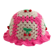 Gorros de invierno para mujer Gorro Gorro para mujer Gorro de cubo de ganchillo con fresas Gorro de ganchillo con fresas Ropa de invierno y otoño