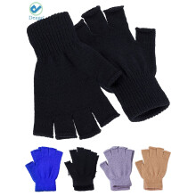 2 pares de guantes de invierno sin dedos, manoplas de punto sin dedos, guantes cálidos y elásticos para hombres y mujeres (negro)