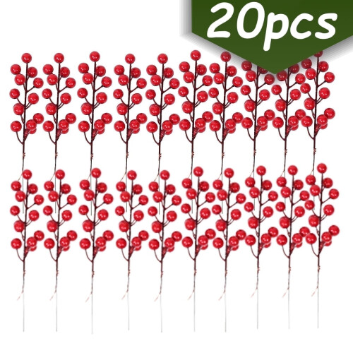 Tulpini artificiale de fructe de pădure roșii, Burgundy, 20 cm, 20 buc.