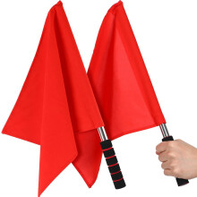 2Pcs Referee Flags – Stainless Steel with Sponge Handle, Red, Compatible with Soccer/Volleyball/Football/Track
