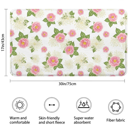 Tapete de banheiro Pioneer Flower Floral Antiderrapante 17x30 polegadas 2
