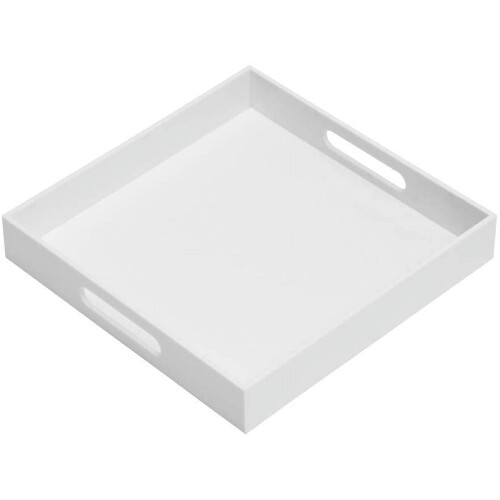 Λευκός ακρυλικός δίσκος σερβιρίσματος 14x14x2in με λαβές