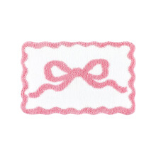 Valentine's Day Pink Plush Rug with Fluffy Bow, Non-Slip Faux Fur Floor Mat for Girls' Room – Romantic Home Decor Gift