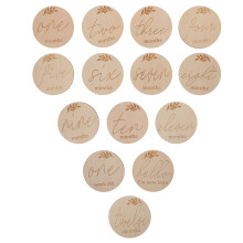 28St Baby Maand Decoratiekaarten Hout Lichtbruin Fotoprops Baby Shower